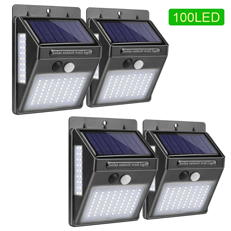 Outdoor Lighting 100 Led Solar Wall Light Waterproof Lamp With Pir Outdoor Lighting 100 Led Solar Wall