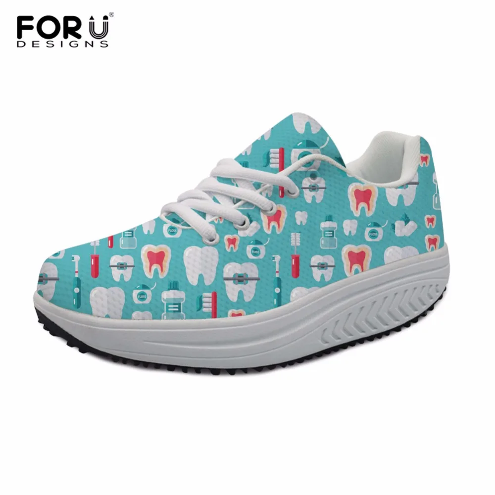 FORUDESIGNS Dentist Nurse Women Sneakers Platform toning Wedge