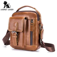 LAOSHIZI LUOSEN New Design Men Shoulder Bags Genuine Leather Small Handbag Vintage Casual Men Messenger Bags Travel Male Bag LAOSHIZI LUOSEN New Design Men Shoulder Bags Genuine Leather Small Handbag Vintage Casual Men Messenger Bags Travel Male Bag