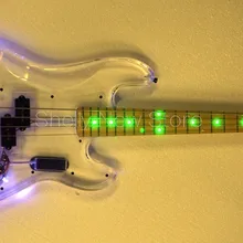 Шелли магазин на заказ акриловая со светодиодной подсветкой джаз бас 4 струны Пламя клен шеи Электрические бас гитары музыкальный инструмент магазин