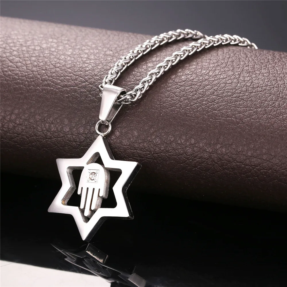 Starlord Magen Звезда Давида, кулон для мужчин/женщин золотого цвета/нержавеющая сталь Хамса рука ожерелье еврейские ювелирные изделия GP2271