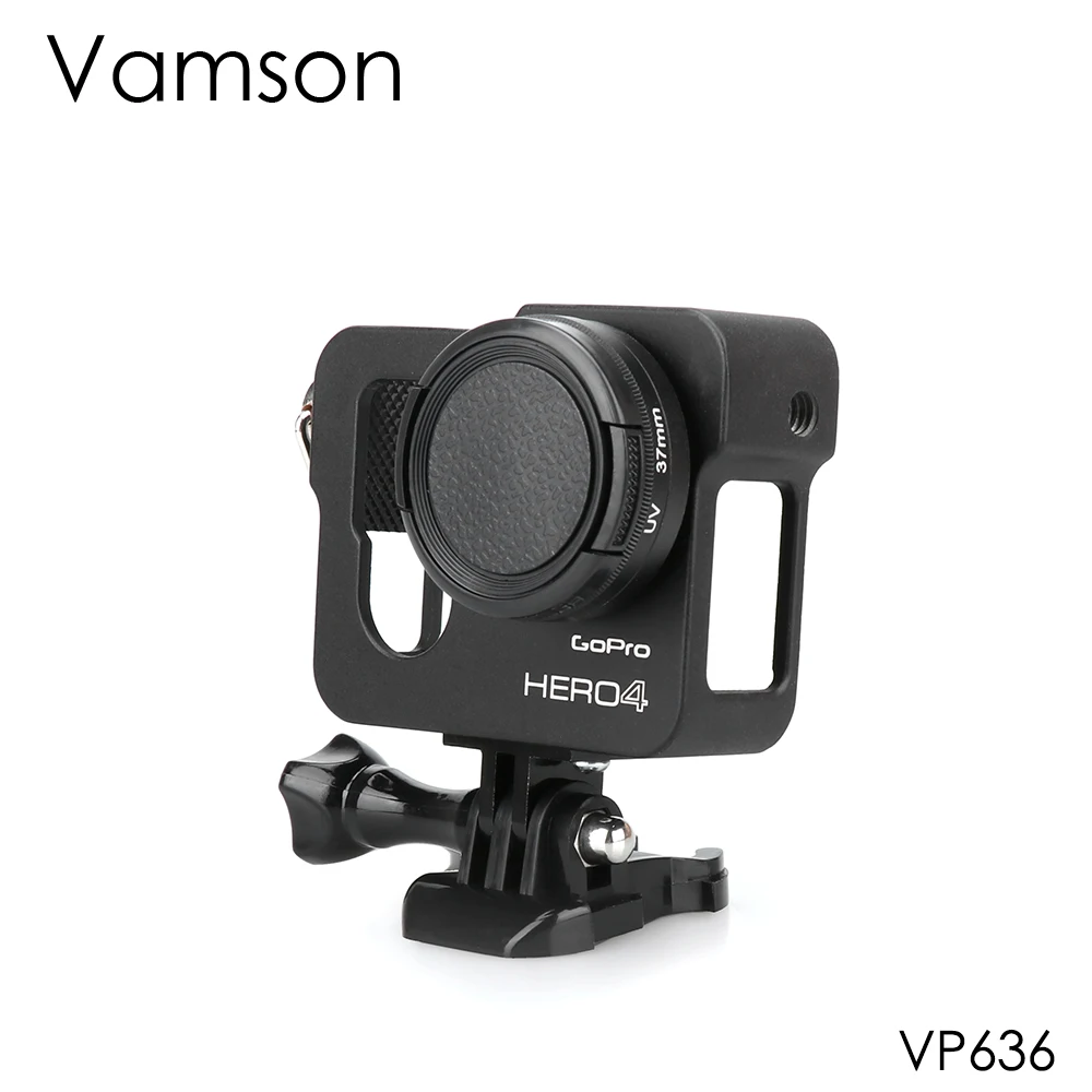 Vamson для Gopro аксессуары Алюминиевый металлический защитный корпус чехол с ЧПУ рамка+ крышка объектива Крышка фильтр для Gopro Hero 4 VP636