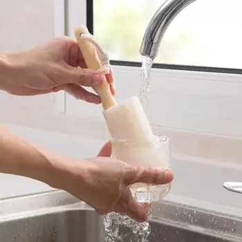 

OTHERHOUSE Loofah Sponge Glass Cup Cleaning Brush with Wooden Handle Mug Cleaner Cup Dish Brush Scrubber Kitchen Accessories