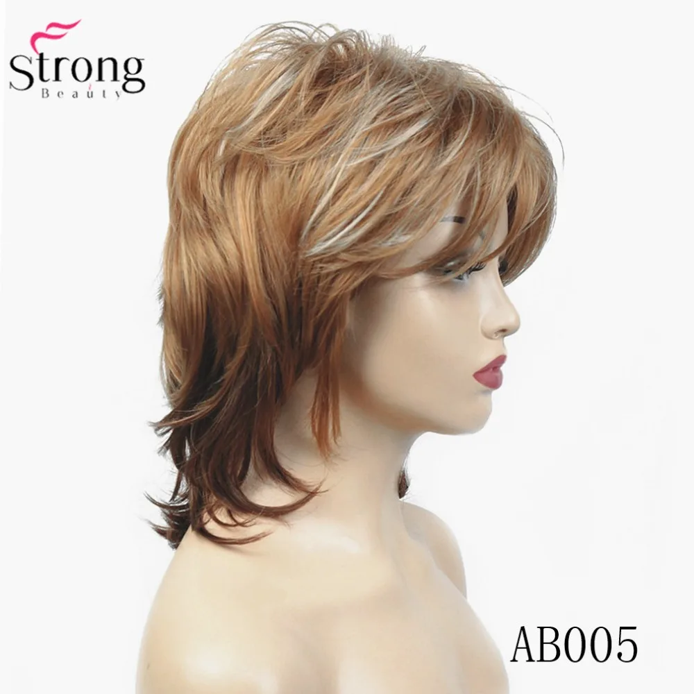 StrongBeauty женский синтетический парик черный Средний кудрявый волос Ombre Auburn/Блонд парики из натуральных волос