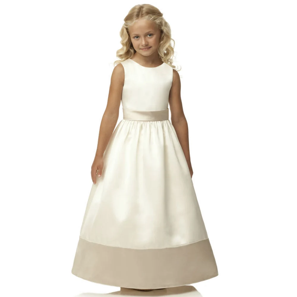 

New Arrival First Communion Dresses for Girls Ankle Length A-Line Hot Patchwork O-Neck Bow Sash Sleeveless Flower Girl Dresses