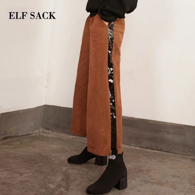 ELFSACK/осенние новые женские штаны хлопковые винтажные Длинные свободные