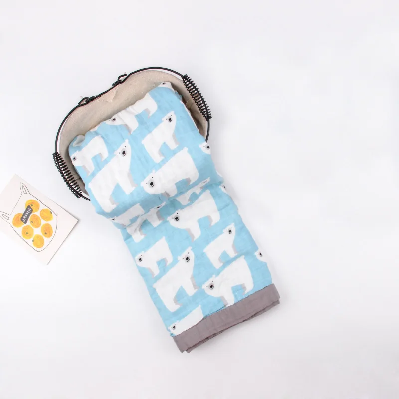 Детские Обёрточная бумага хлопок Одеяло многофункциональный 2 слоя муслин детское для новорожденных одеяло ребенка пеленать Одеяло 120*120 см - Цвет: Bear