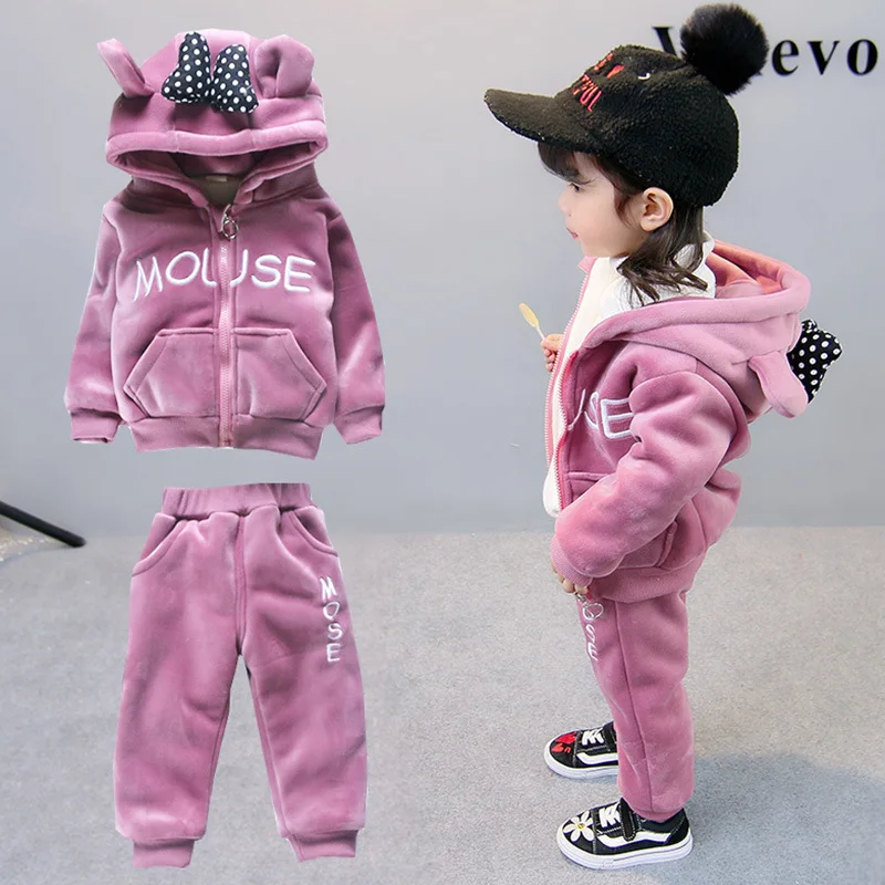 

Cartoon Panda Flower Girl Warm Comfort Winter Plush Hood Warm High Quality Kids Clothing Set Autumn Fashion Boy Suit Dropshiping