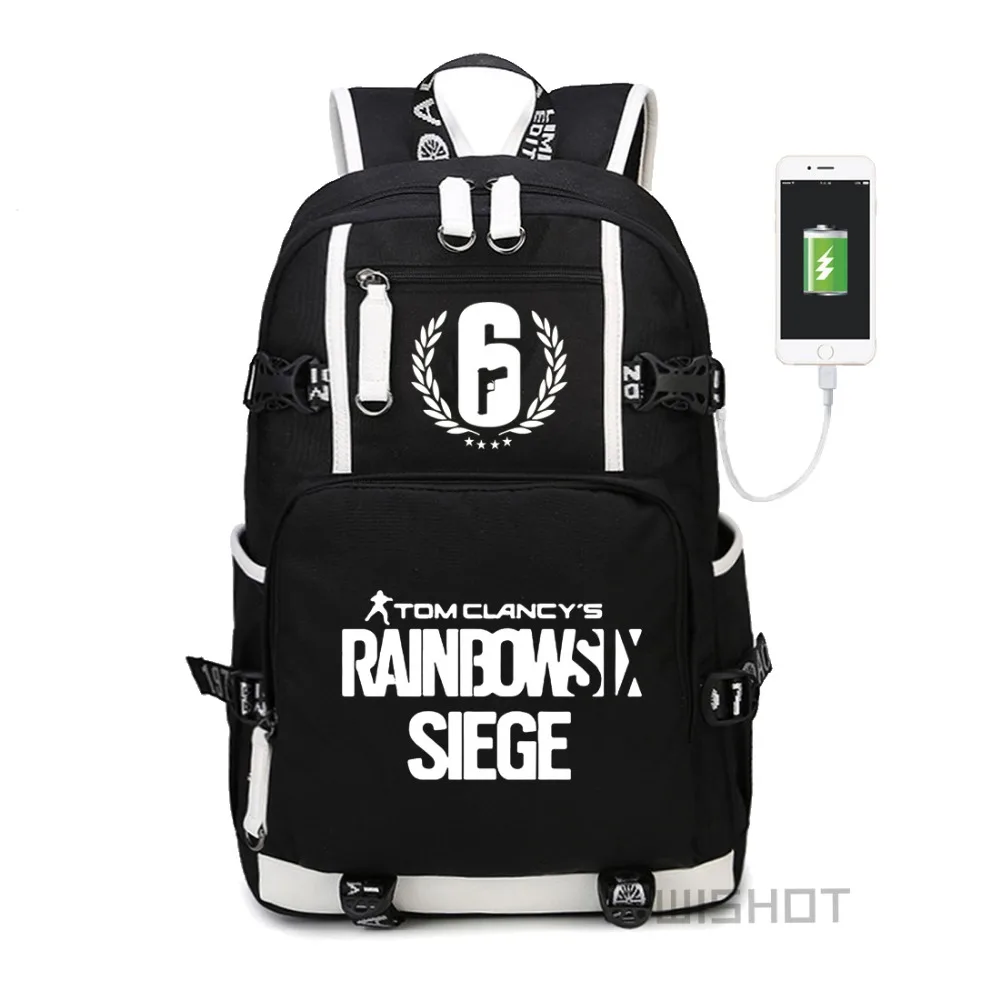 

Rainbow Six Siege Backpack for teenagers Boy/Girl Student Shcool Bags multifunction USB charging Port and Lock Backpack Mochila