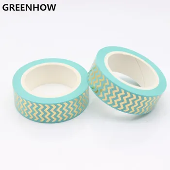 

GREENHOW gold foil washi tapes set for Christmas Print DIY Deco Masking wave flower Washi Tape Paper 10m 1033