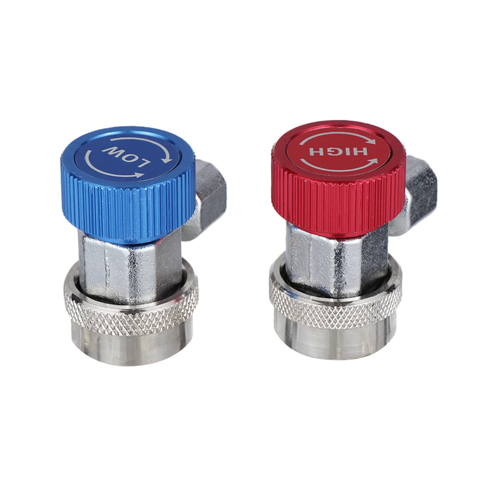 

2pcs/1 Pair Auto Freon R134A A/C High Low Adjustable Quick Coupler Refrigerant Adapter Connector Brass Manifold Gauge Set