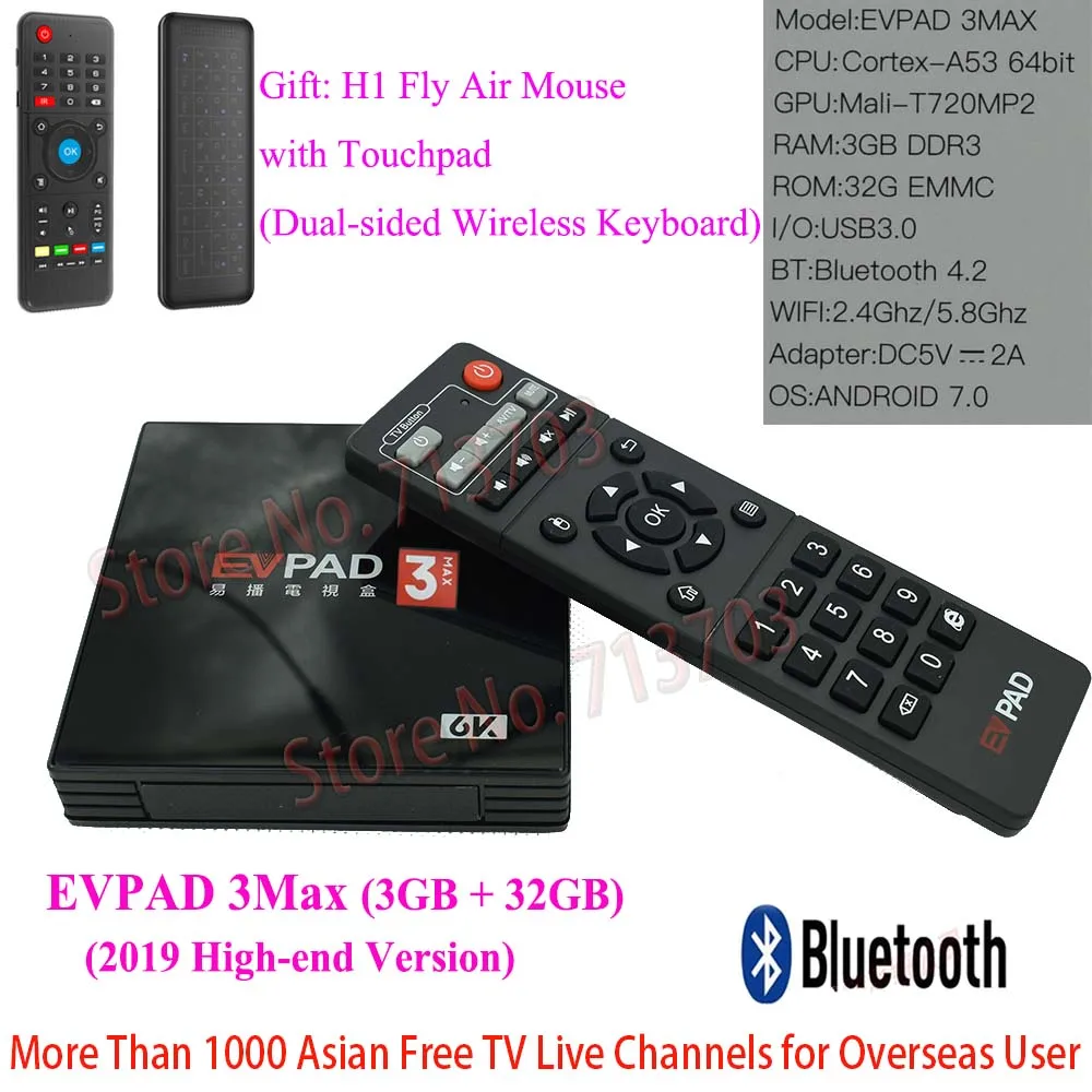 IP tv Evpad 3MAX 3 Max 3GB 32GB 6K Smart Android tv Box США Испания корейский JP SG HK MY TW индонезийский Спорт Бесплатные ТВ каналы