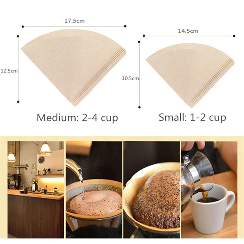 

80Pcs V Shape Coffee Filter Paper 1-2Cup 2-4Cup For V60 Dripper Coffee Filter Cups Espresso Coffee Drip Tools Paper Filters