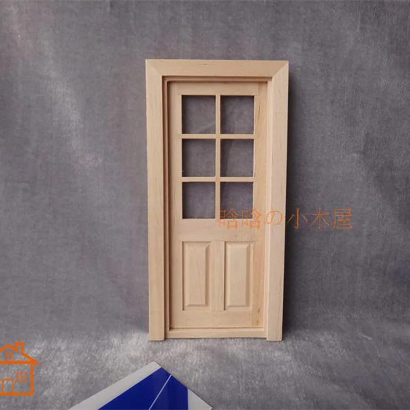 1 12 Dollhouse Miniature Diy Building Material Wood Door 6 Panel
