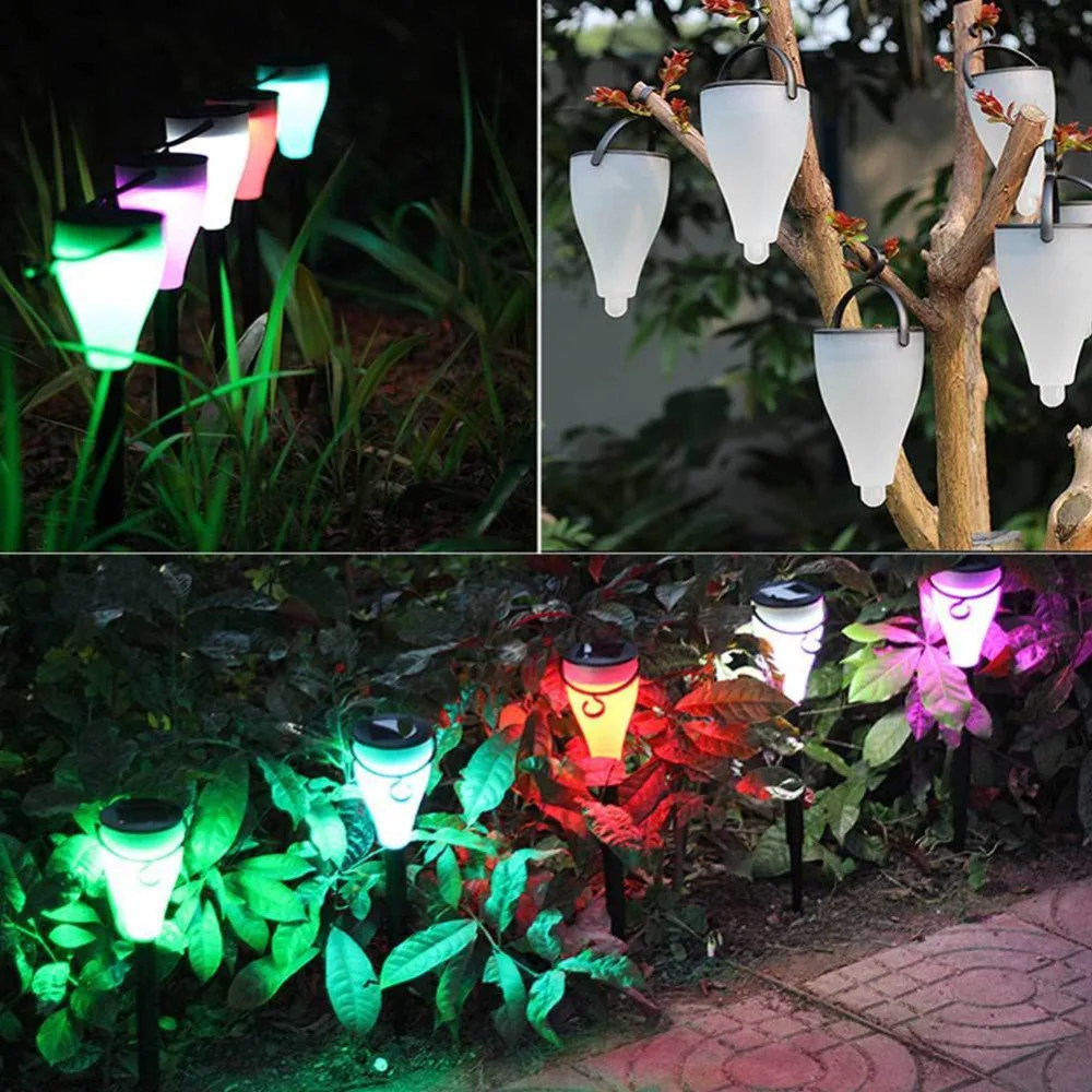 Новый 7 цветов водонепроницаемый светодиодный с солнечной батареей Powered садовый прожектор Открытый Пейзаж Путь Газон лампы BZ