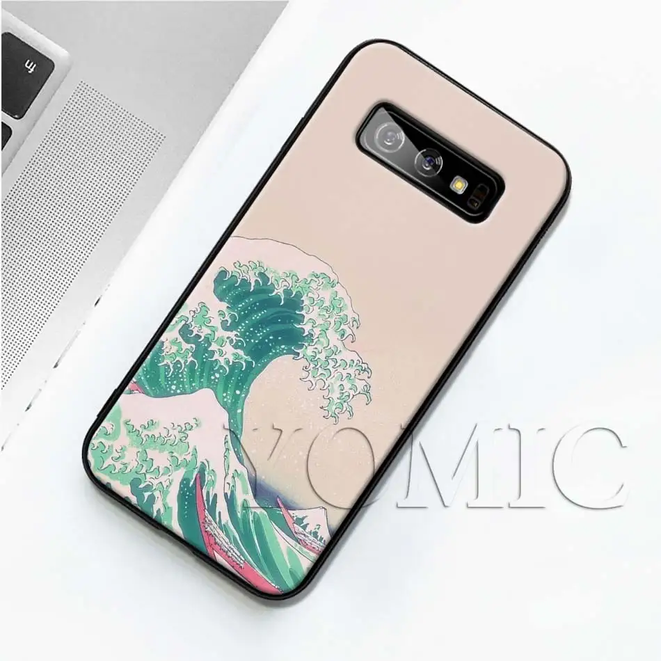 Черный силиконовый чехол Hokusai The Great Wave для samsung Galaxy S10 S10e S8 S9 Plus S7 A40 A50 A70 Note 8 9 мягкий чехол