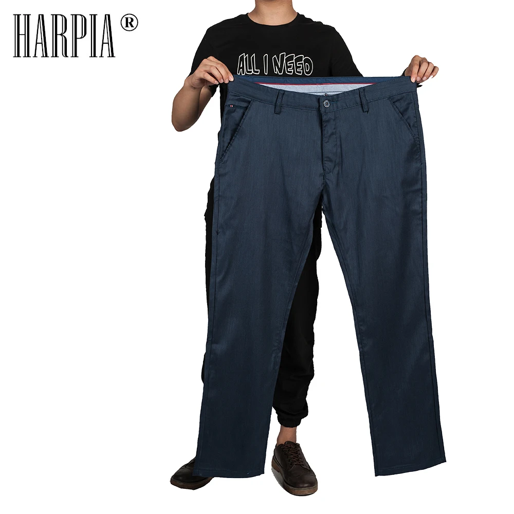 HARPIA Mens Cotton Business Leisure Long Pant Man Stretch Straight Casual Male Trousers New Dark Blue Classic Pocket Slim Pants