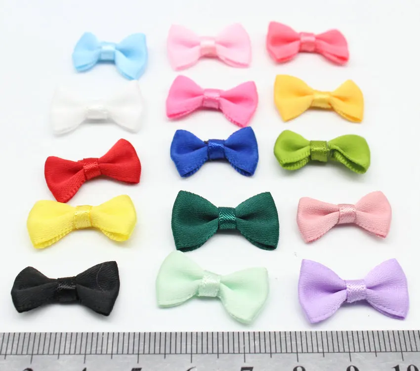 300pcs Mini Fabric Ribbon Bow Tie Tiny Satin Bows mix color 20mm x 12mm Hair Accessory Jewelery
