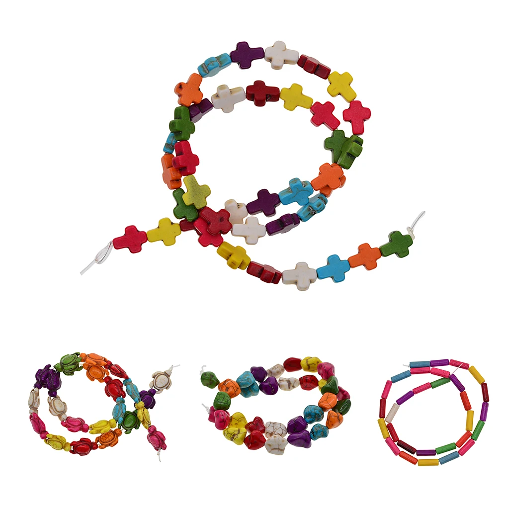 Colorful Tube / Nuggets / Turtle / Cross Natural Stone Beads Charm For Jewelry Making Loose Spacer Beads DIY Necklaces Bracelets