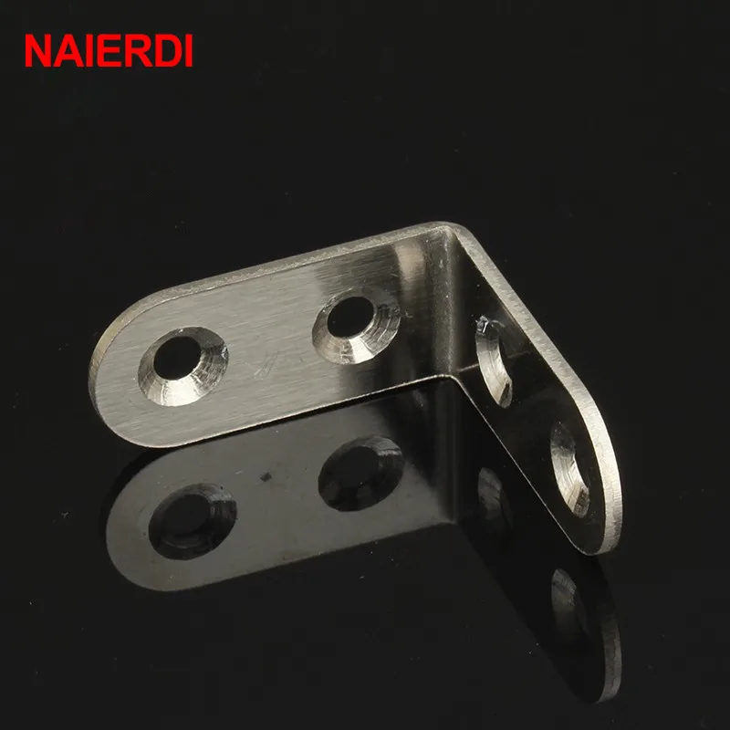 NAIERDI 2pcs 40x40x16mm Practical Stainless Steel Corner Brackets Joint Fastening Right Angle 2MM Thickened Furniture Bracket |
