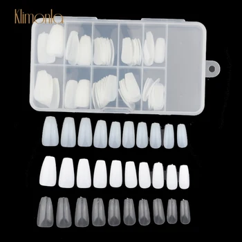 

100pcs/box French Ballerina False Nails Coffin Shape Fake Nails With Design UV Gel Acrylic Professional Full Cover Nail Art Tips