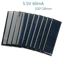 AIYIMA 10Pcs Solar Panel DIY Photovoltaic Solar Cell Car Charger Lamp Light Sun Power Solar Charger 100*28mm 5.5V 60mA