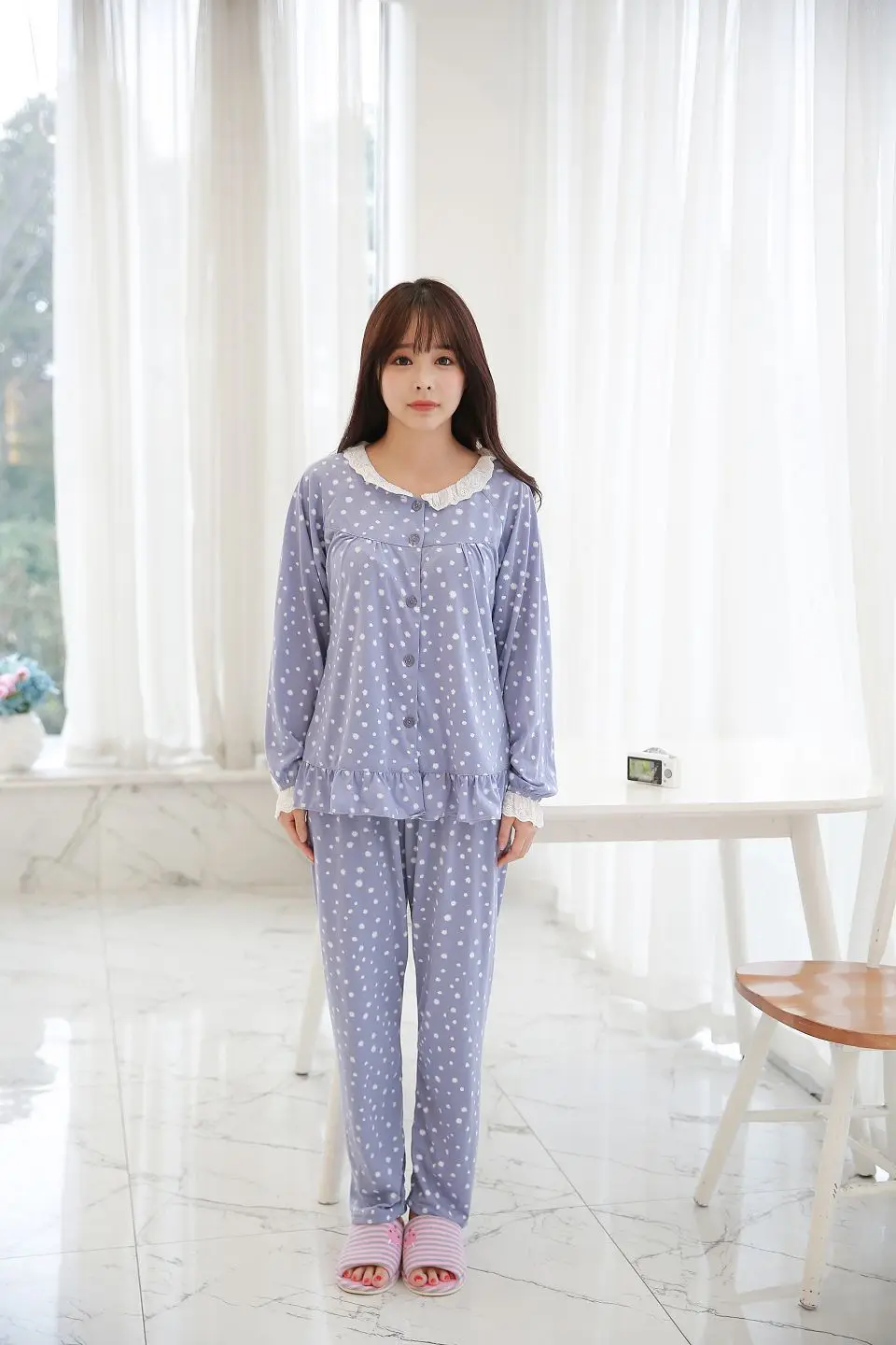 Women's suits pyjama set korean women pajamas cotton long sleeve