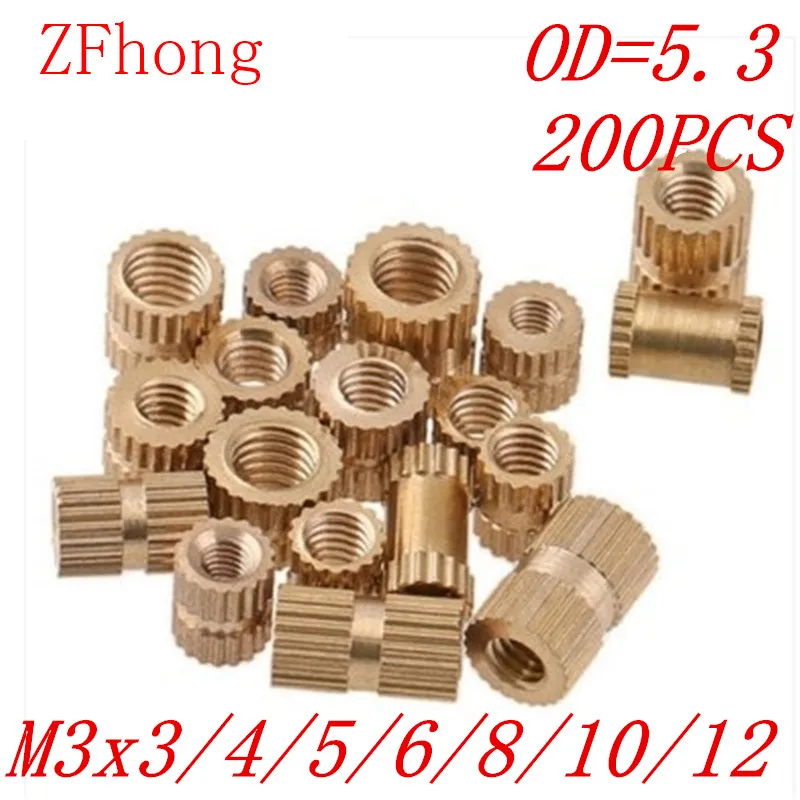 

200PCS OD=5.3 M3*3/4/5/6/8/10/12 Bigger brass insert nut / knurled nut / round nut for injection moulding
