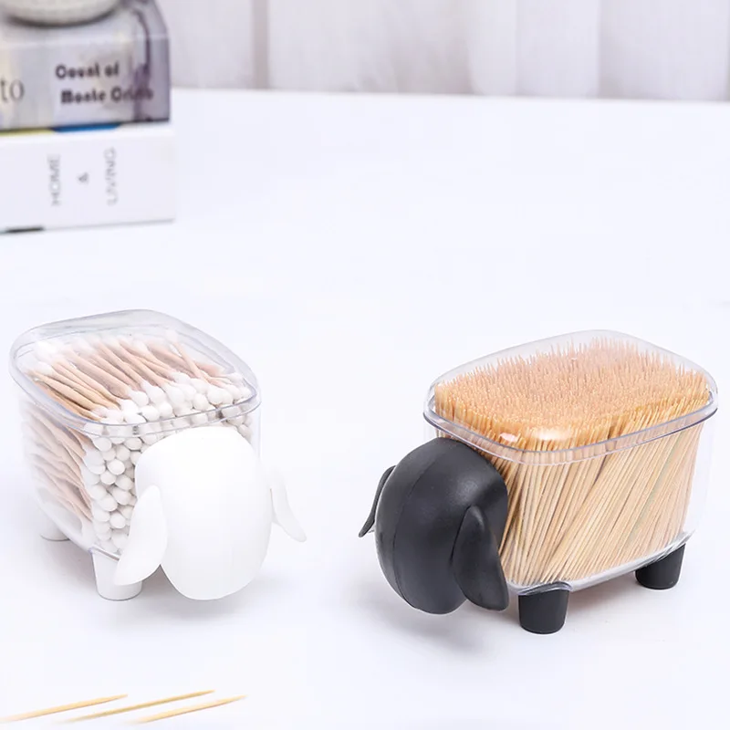  Sheep shaped Dustproof Makeup organizer Cosmetic Storage Box ABS clear Bathroom Cotton Swab Makeup 