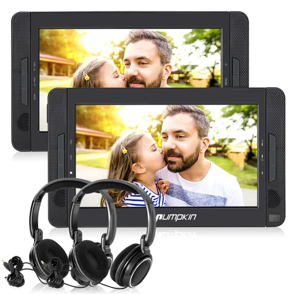 

Pumpkin 10.1'' Portable Car Headrest Dual DVD Player LCD Dual Screen Car Monitor DVD Video Player Support USB/SD/MMC/ Headphones