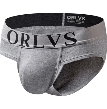 

ORLVS sexy men undrewear briefs gay mens bikini brief men cotton stripe slip 3D pouch underwear 6 colors solid OR127
