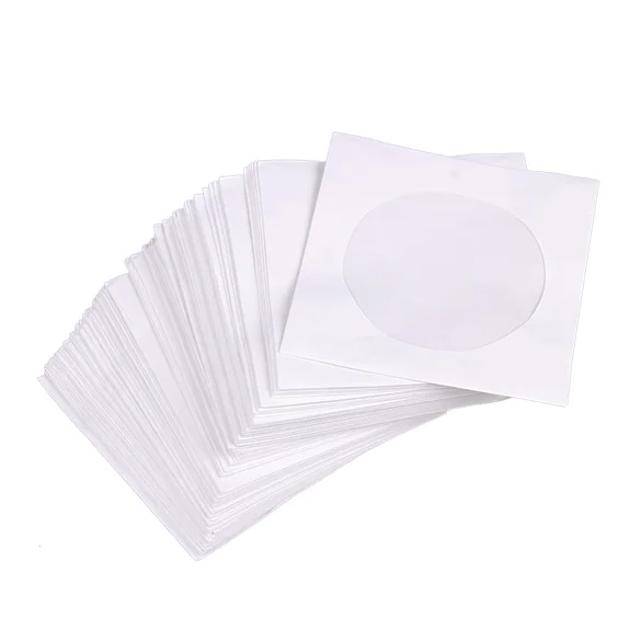 

100% new Mini 95pcs Protective White Paper CD DVD Disc Storage Bag Envelopes Flap Dustproof Anti Scratch CD Protect Bag 8.5cm