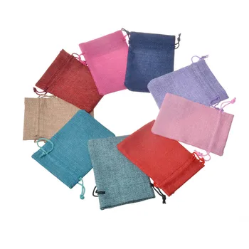 

10pcs Jewelry gift bags fashion accessories packaging storage bag imitation linen pouch wedding gifts small package