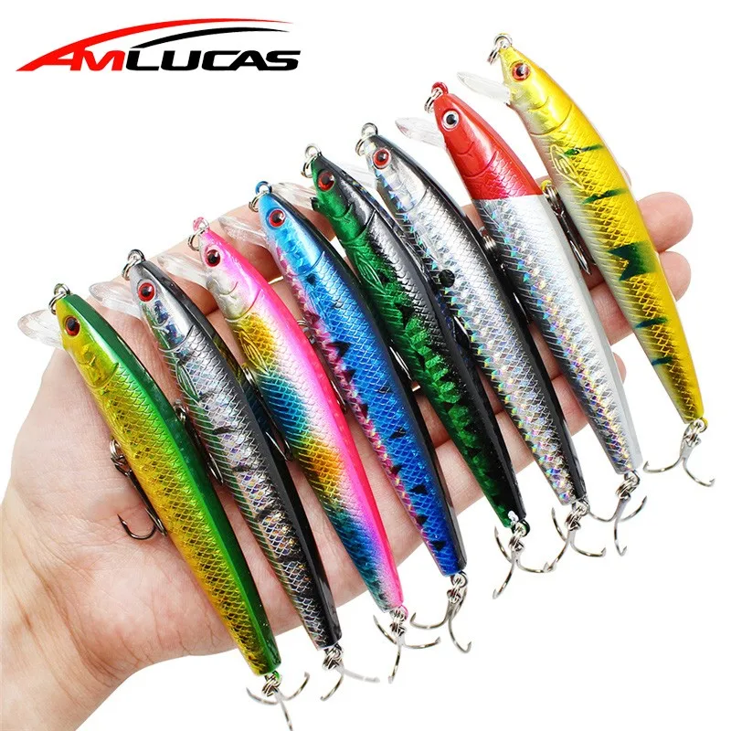 Amlucas leurre de pêche appât dur 9.5 cm 9g méné manivelle Wobblers pêche Bass appâts artificiels brochet carpe leurres Swimbait WW165