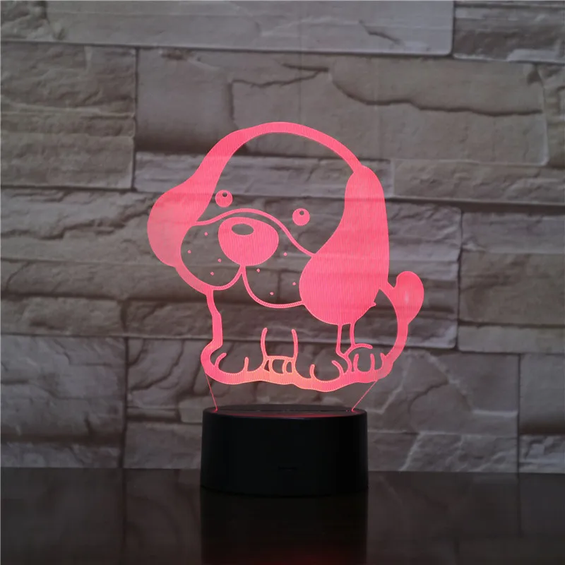 Cute Puppy Big Ear LED Dog 3D Night Light 7 Colors Changing Sleeping Table Desk Lamp Bedroom Lava Decor Drop Shipping | Освещение