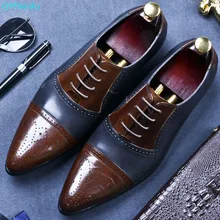 Lace-up Mixed Colors Formal Genuine Leather Business Casual Shoes Men Dress Office Luxury Shoes Pointed Toe Oxfords Lace-up Mixed Colors Formal Genuine Leather Business Casual Shoes Men Dress Office Luxury Shoes Pointed Toe Oxfords