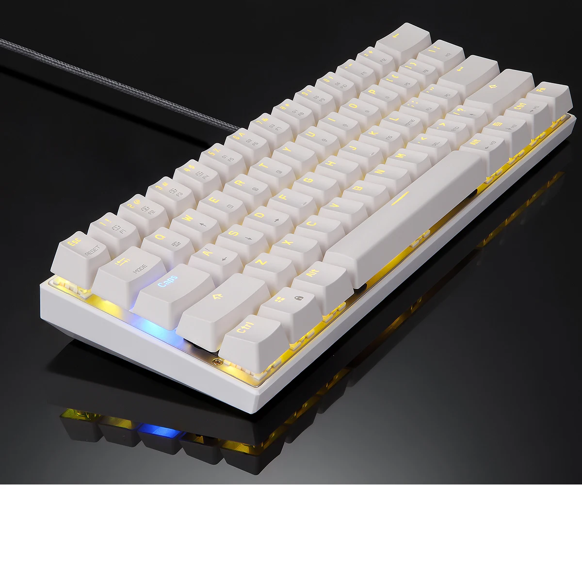 K62 RGB игровая клавиатура светодиодный светящийся Подсветка механическая клавиатура 61 Ключи белый проводной и Bluetooth клавиатура для ПК компьютер