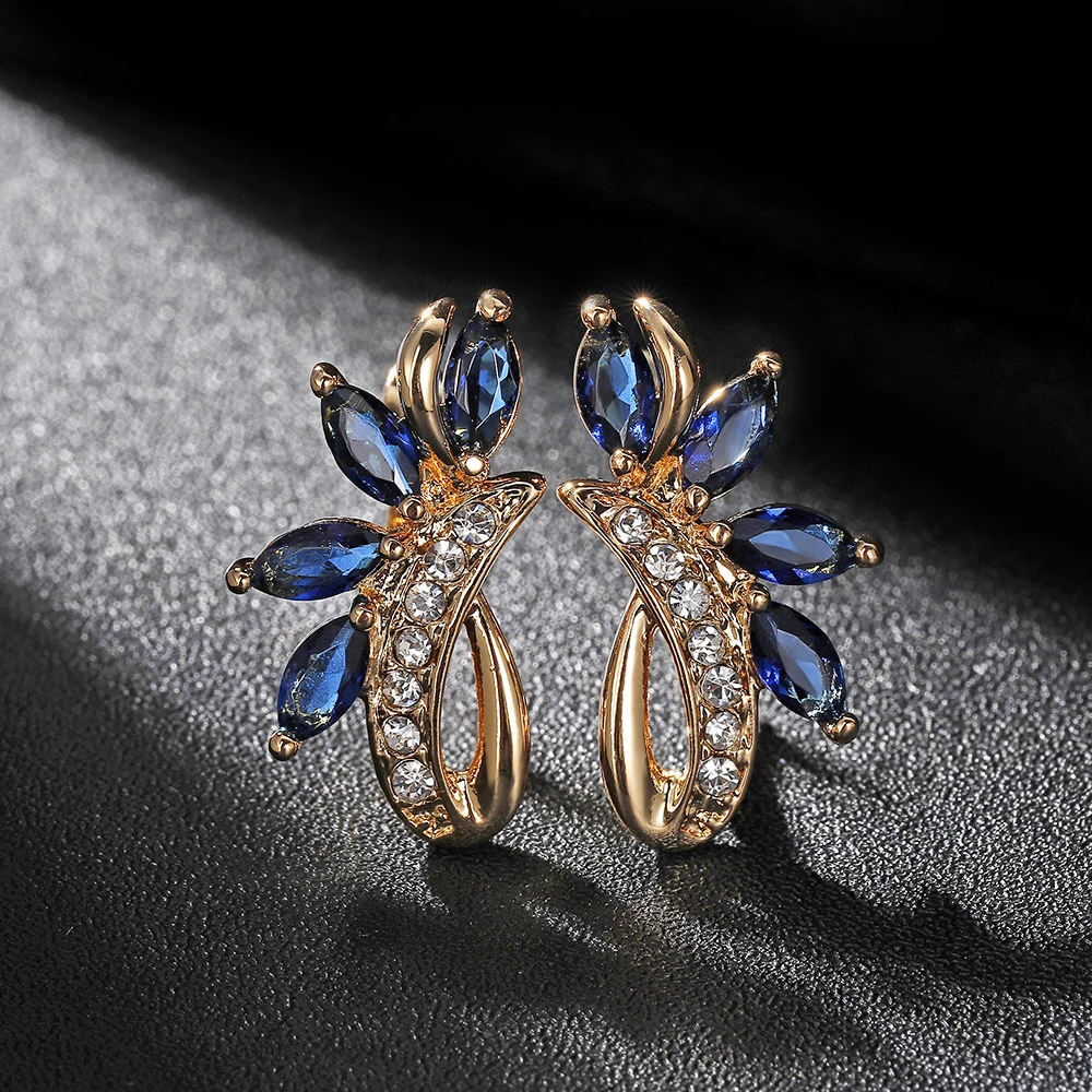 Hanreshe Mini Blue Green Earring Horse Natural Zircon Stud Earrings Wedding Party Gothic Cute Jewelry Crystal Women Gift stud earrings