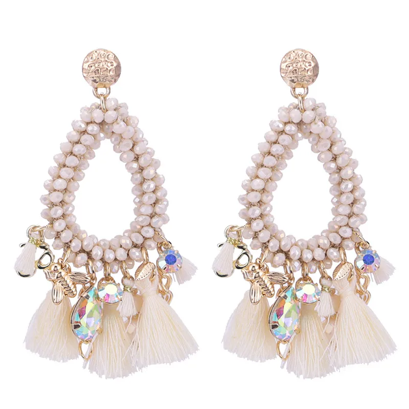 Crystal beads facted handmade drop earrings for woman oorbellen  (14)