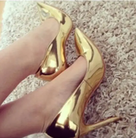Wedding In Metallic Heel Toe Slip Heels High For 02017 Shoes Women's Selling Gold Leather Pointed Pumps On Woman Us69 Stiletto Hot Sexy qSMUVGjLzp
