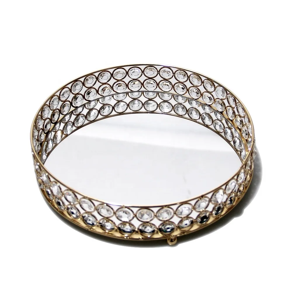 VINCIGANT Mirrored Crystal Vanity Tray- Decorative Serving Tray for Perfume, Jewelry and Makeup