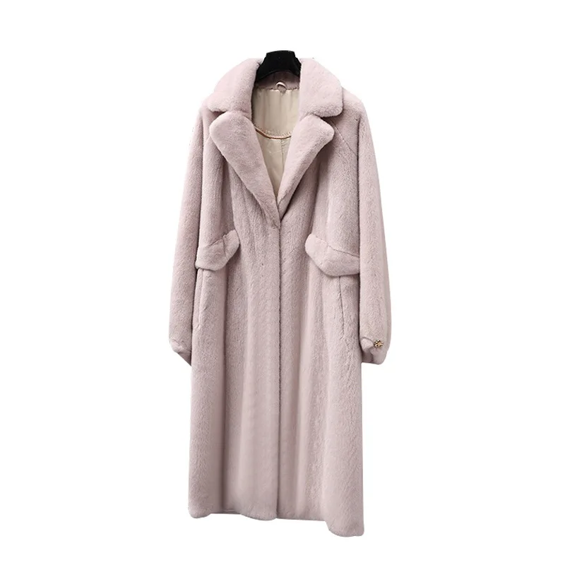 Import the crown velvet purple mink coat for women suit collar in the long profile new fur coat