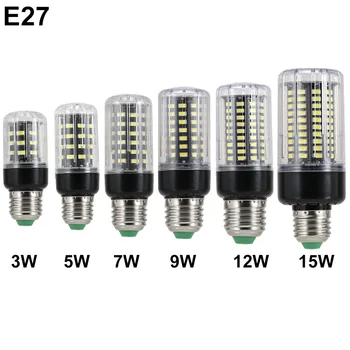

E12/E14/E27 AC85-265V 3/5/7/9/12/15W LED Corn Bulb SMD5736 Energy Saving Lamp Home Decoration Light --M25