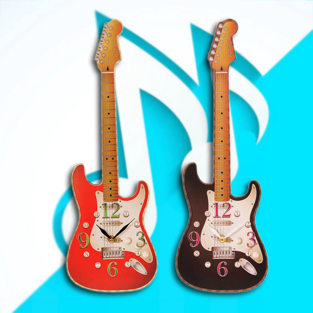 1Piece Novelty Guitar Shaped Wall Clock Electric Guitar Music Wall