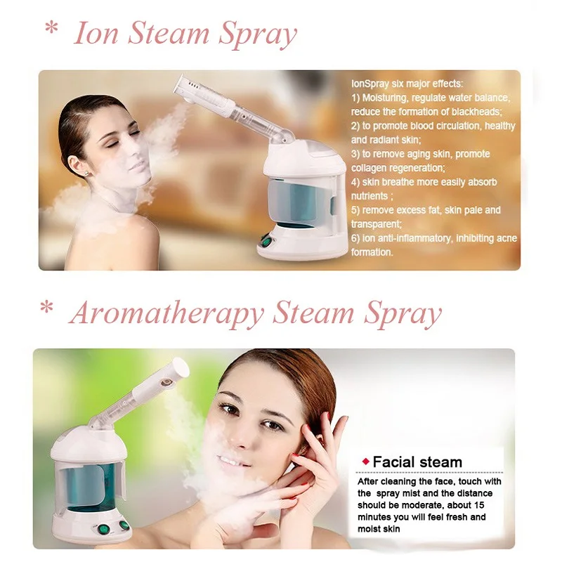  2 in 1 Ozone Facial Spray Steamer With Extendable Arm \ Table Top Mini Spa Face Design 360 Degrees 
