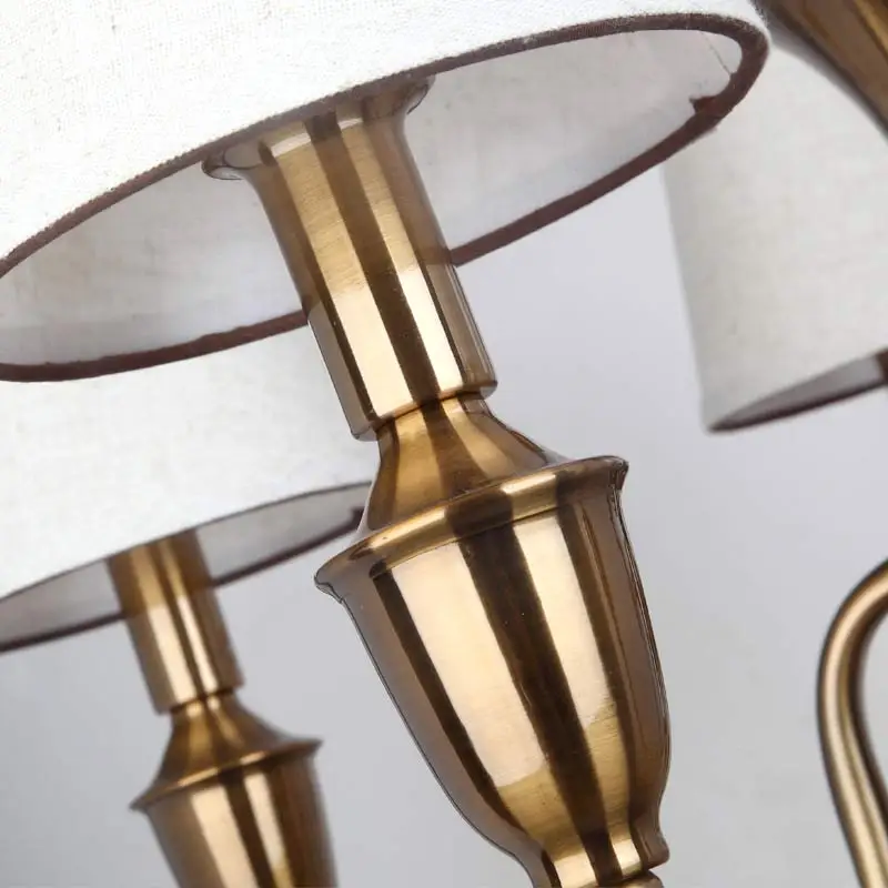 Vintage-Light-Fixtures-American-Chandelier-Stairwell-Dining-Living-Room-Lamp-Anti-brass-Iron-White-Fabric-Lampshade (4)