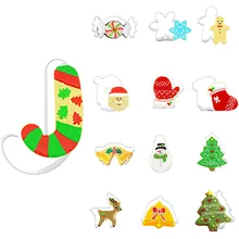 1pcs Christmas Cookie Cutters Cake Mould Mold Xmas Tree Star House Bells Snowflake Biscuit Bakeware Tool Stainless steel Ma@L