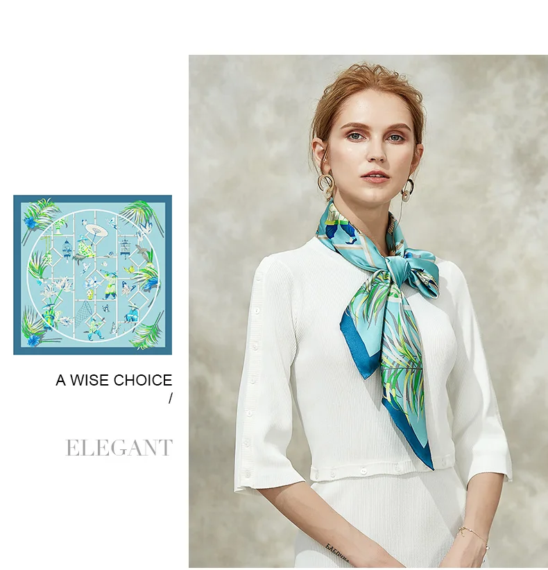 BAOSHIDI осень, атласные шелковые квадратные шарфы, роскошный брендовый шарф оригинального дизайна, элегантный шёлковый женский платок, подарок для женщин
