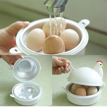 

Chicken Shaped Microwave Egg Cooker Poacher Steamer Boiler Plastic For 4 Eggs
