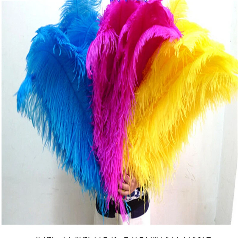 

5pcs/lot mulitcolor red yellow natural ostrich feather 26-28inches 65-70cm ostrich plumes plumages wedding party dancer